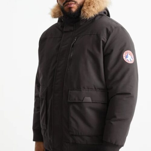 Jacke mit Kapuze und Kunstfellbesatz